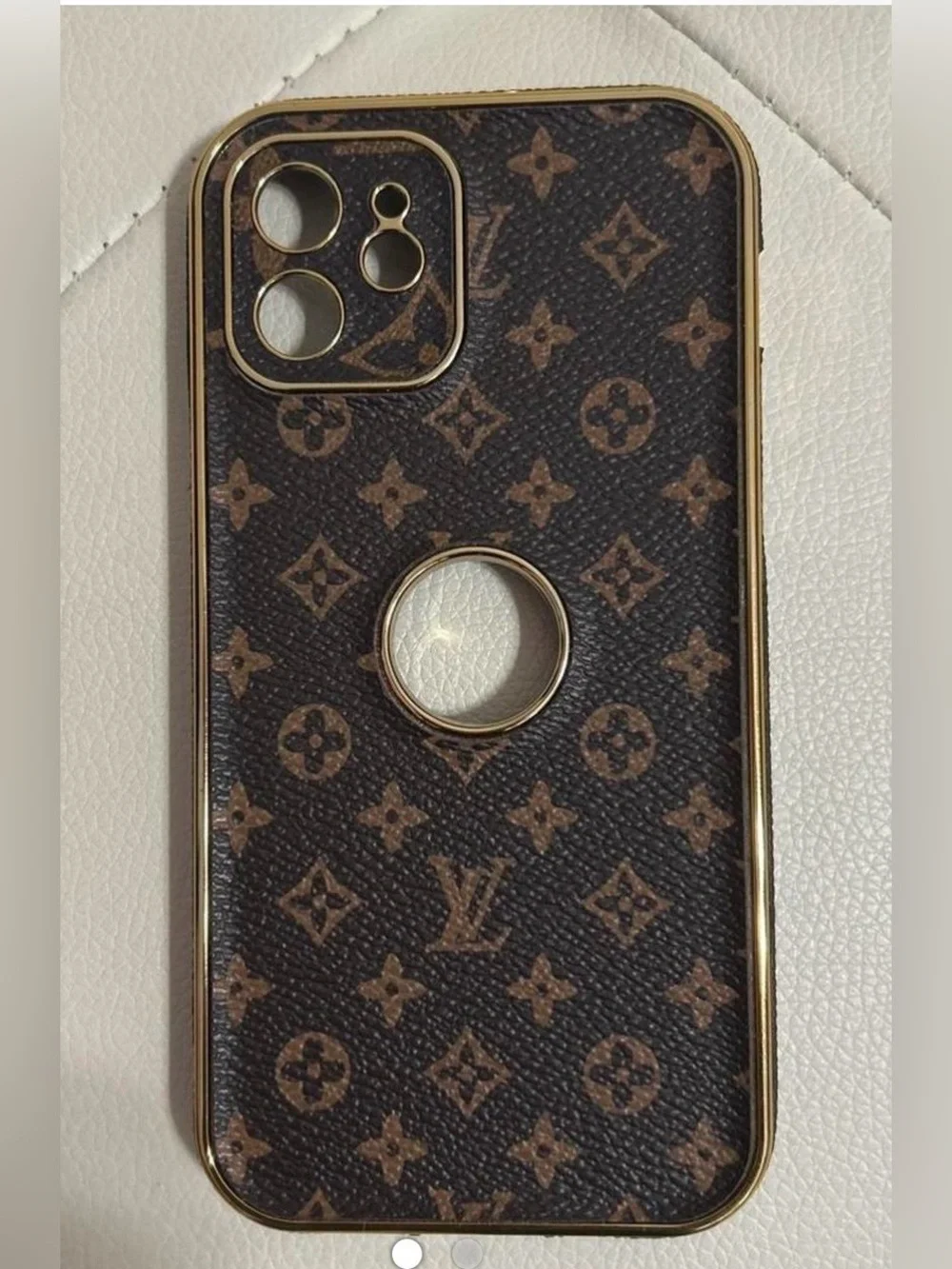 Luxury Brown Monogram Pattern Phone Case Gold Trim L Vuitton iPhone case 6.1
